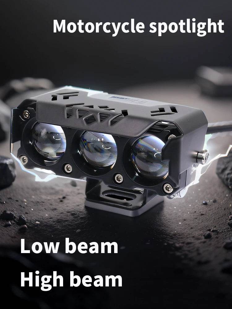 Dual-Color Motorcycle LED Spotlights – Hi/Low Beam Fog Lights, IP68 Waterproof, 1800LM Brightness for Cars, Trucks & SUVs - One-Sake.com