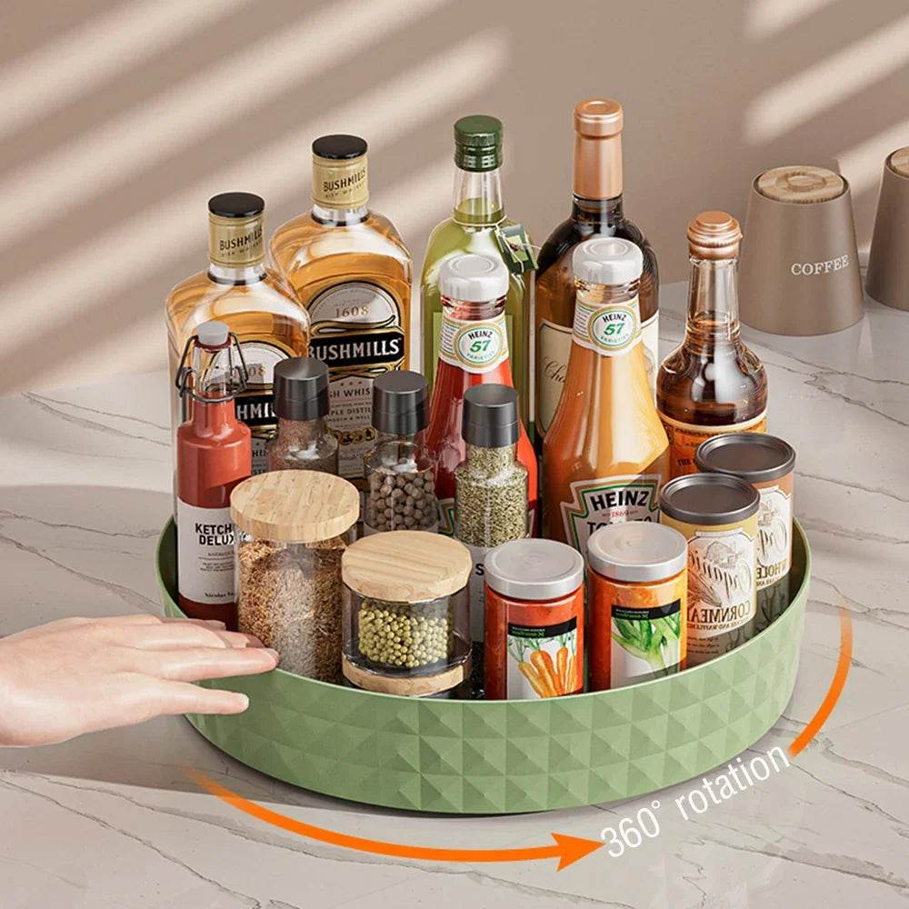 360° Rotating Seasoning Rack – Non-Slip Kitchen Spice Organizer & Multi-Purpose Storage Tray - One-Sake.com