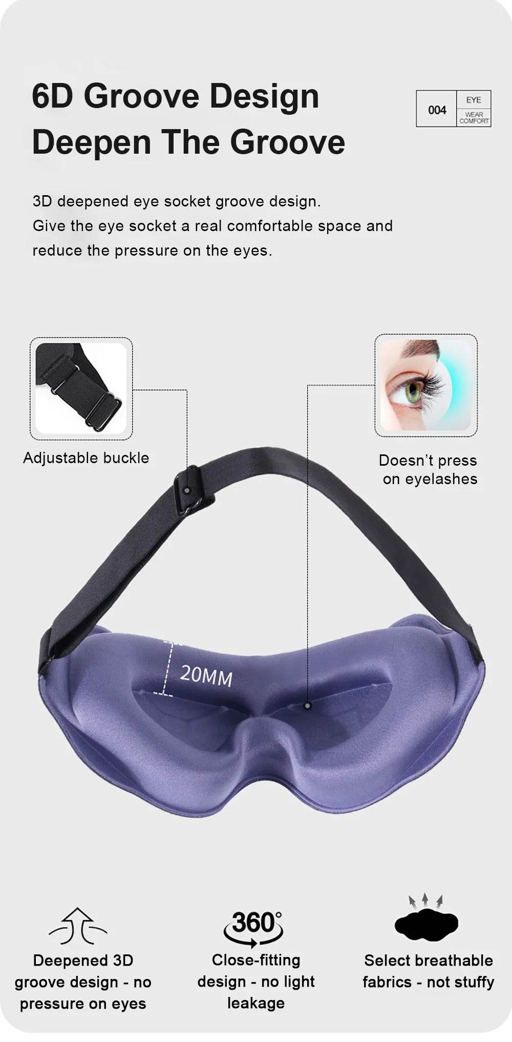 3D Sleep Mask – 6D Design, 360° Light Blocking & Pressure-Free Eye Mask for Ultimate Comfort - One-Sake.com