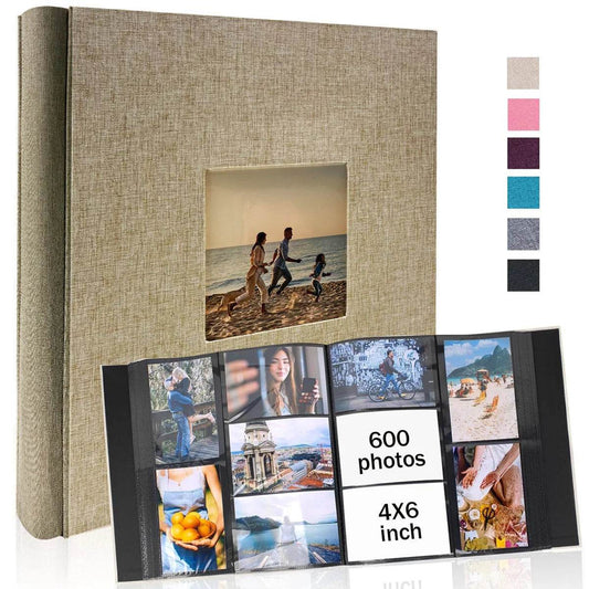 600-Pocket Linen Photo Album – Horizontal &amp; Vertical Pockets for 4x6 Photos | Large Capacity Memory Book for Valentine’s Day, Family &amp; Mother’s Love Gifts - One-Sake.com