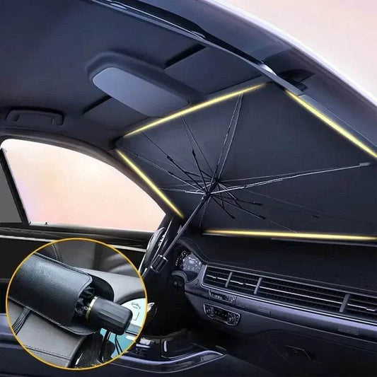 Folding Car Sunshade Umbrella with 10-Rib Structure – UV-Proof Heat Insulation Windshield Shade for Summer &amp; All Seasons - One-Sake.com