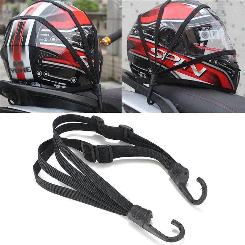 Universal 60cm Motorcycle Luggage Strap Moto Helmet Gears Fixed Elastic Buckle Rope High-Strength Retractable Protective Net - One-Sake.com