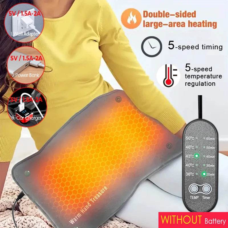 Graphene Heating Pad – Adjustable Temperature & Timing, USB-Powered Warm Handbag for Office & Home Use - One-Sake.com