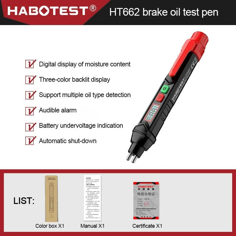 HGKJ Brake Fluid Tester Pen – Digital Automotive Oil Moisture Detector with Sound &amp; Light Alarm [DOT3/DOT4/DOT5.1 Compatibility | LCD Display &amp; Tri-Color Backlight] - One-Sake.com