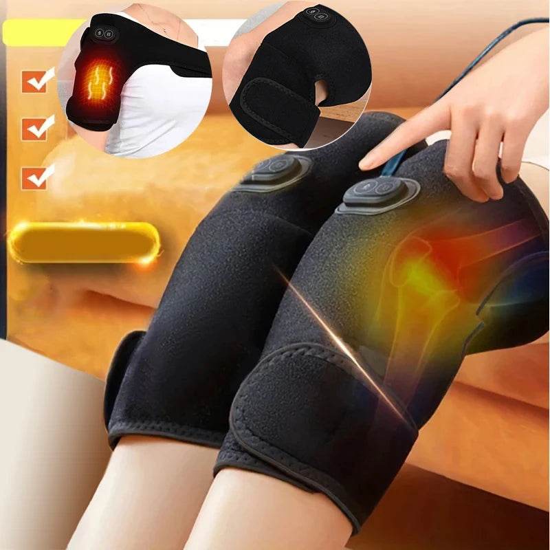 Electric Heated Shoulder & Knee Massager – 3 Heat Levels, Vibration Massage, USB Rechargeable Support Strap for Work, Home & Travel - One-Sake.com