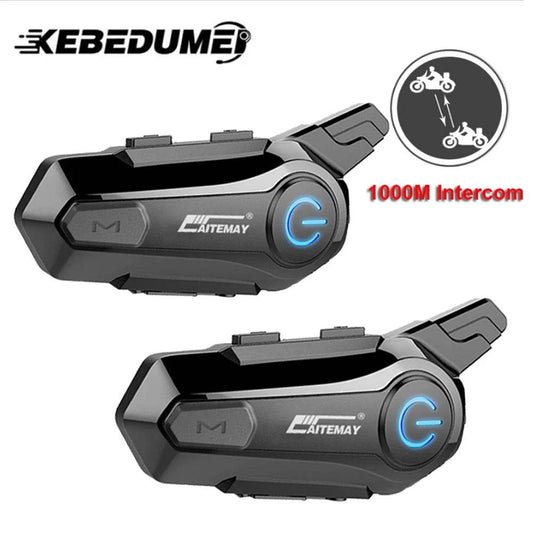 Bluetooth Motorcycle Helmet Intercom Headset - 1000M Range for 2 Riders - One-Sake.com