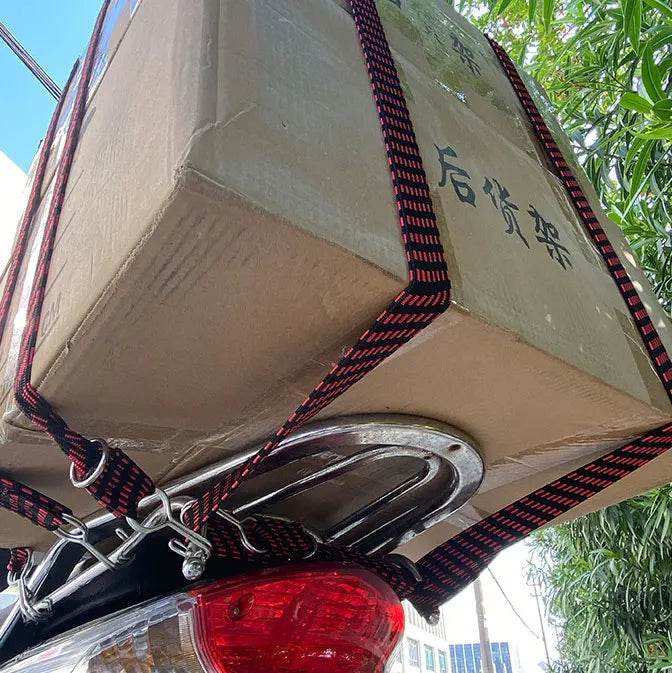 Elastic Motorcycle Luggage Straps with Hooks – Durable Rubber Tie-Downs for Bikes, Cars & Roof Racks - One-Sake.com