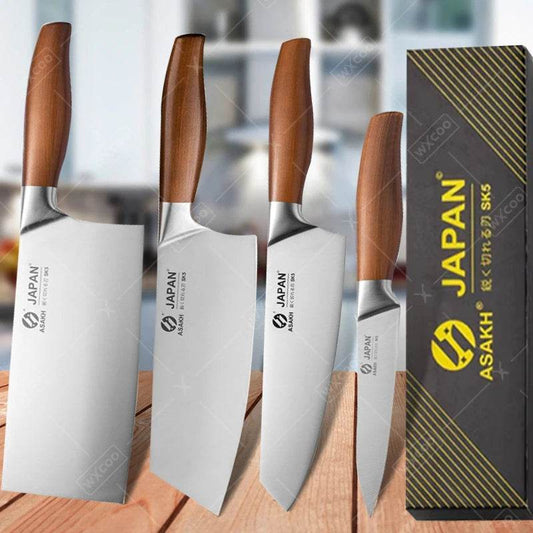 4-Piece Japanese Kitchen Knife Set – Professional Chef Knives for Meat, Fish, and Vegetables - One-Sake.com