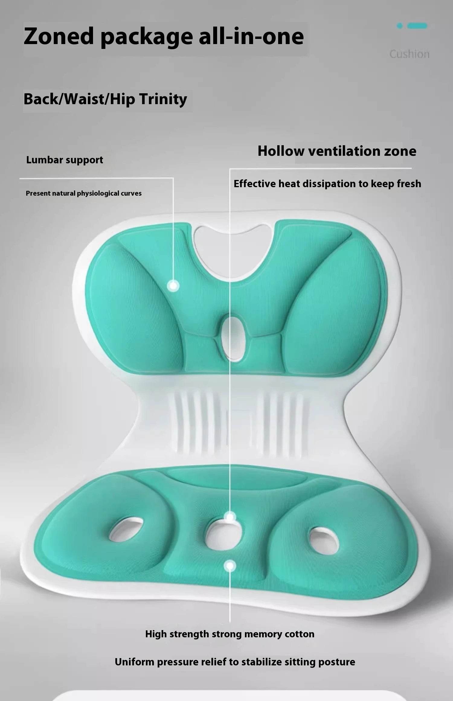 Waist Pad Office Memory Sponge Breathable Long Sitting Without Tiring Home/Outdoor Back Posture Correction Pad - One-Sake.com