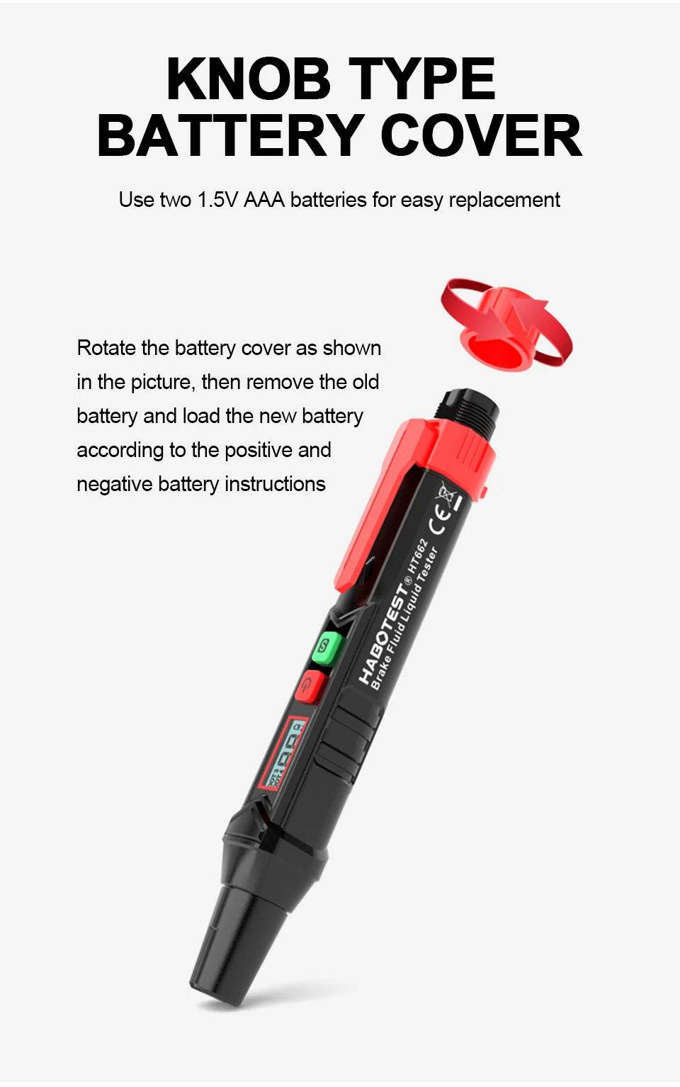 HGKJ Brake Fluid Tester Pen – Digital Automotive Oil Moisture Detector with Sound &amp; Light Alarm [DOT3/DOT4/DOT5.1 Compatibility | LCD Display &amp; Tri-Color Backlight] - One-Sake.com