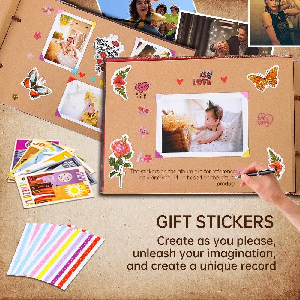 80-Page DIY Adventure Album – Handmade Kraft Scrapbook for Wedding, Anniversary &amp; Travel Memories | Includes 19 Accessories &amp; Gift Box - One-Sake.com