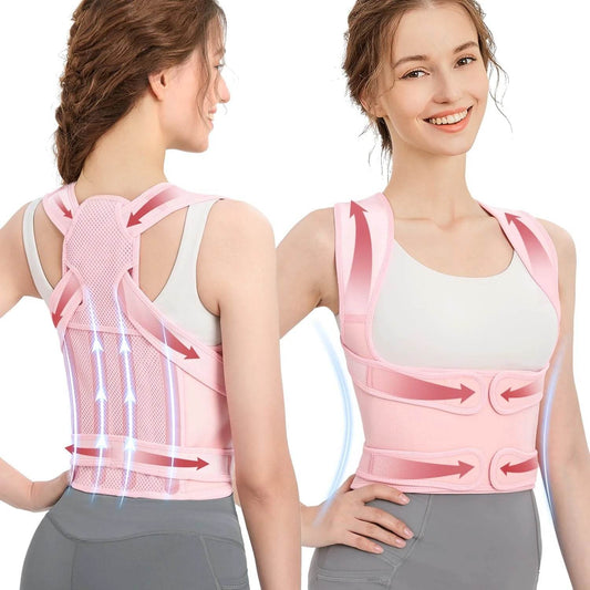 Adjustable Back Brace Posture Corrector for Women &amp; Men – 2-in-1 Lumbar &amp; Shoulder Support with Breathable Mesh [4 ABS Support Bars | Universal Fit | Symbolic Posture Alignment Tool] - One-Sake.com