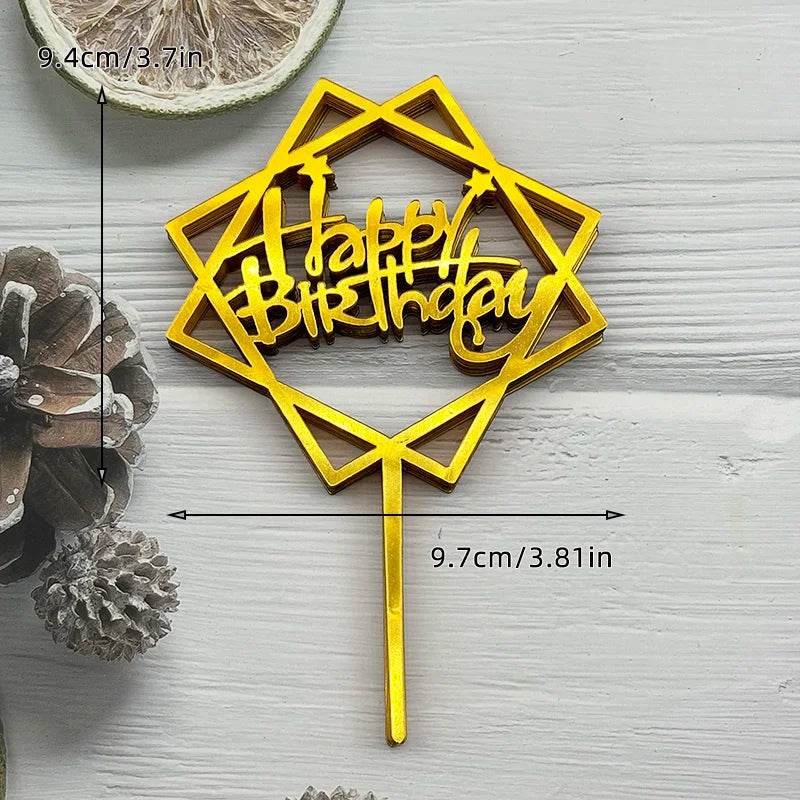 10 Pcs Acrylic Happy Birthday Cake Toppers – Pink Gold Silver Party Decorations for Kids, Adults, Baby Showers &amp; Weddings - One-Sake.com