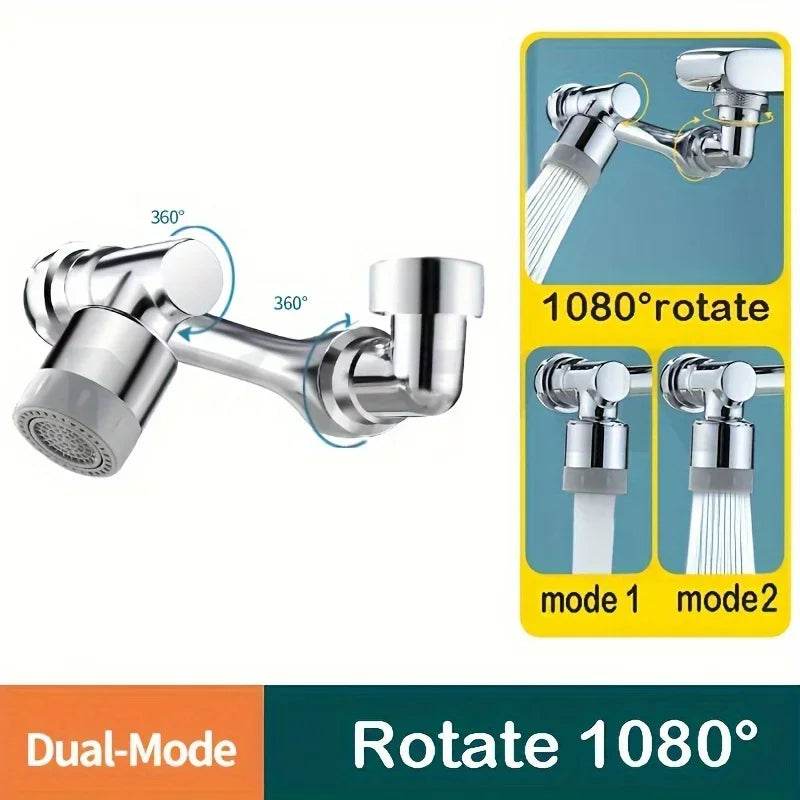 1080° Rotatable Faucet Sprayer Head – Dual Spray Modes | Eco-Friendly Splash-Proof Tap Attachment for Kitchen &amp; Bathroom - One-Sake.com