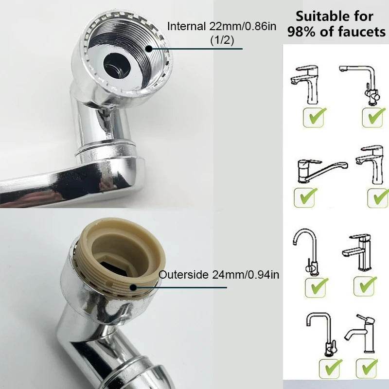 1080° Rotatable Faucet Sprayer Head – Dual Spray Modes | Eco-Friendly Splash-Proof Tap Attachment for Kitchen &amp; Bathroom - One-Sake.com