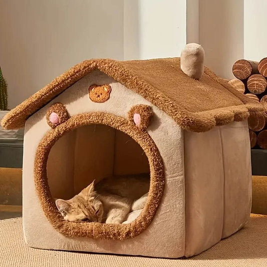 Foldable Pet House Removable Washable Cat House Puppy Cave Sofa Pet Bed House for Extra Small Dogs and Small and Medium Cats - One-Sake.com