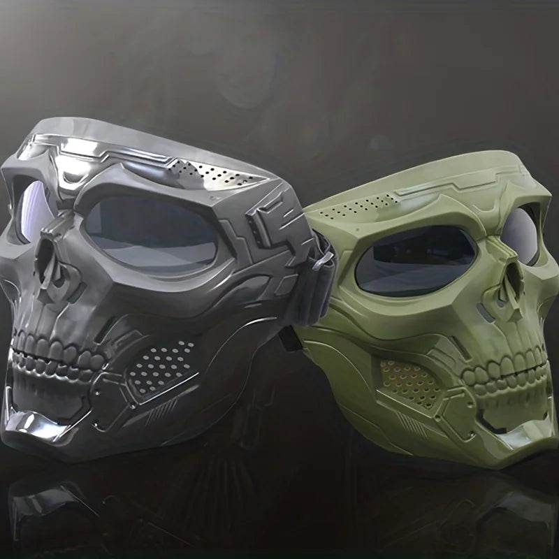 Motorcycle Skull Wind Goggles &amp; Tactical Mask Set – Windproof Outdoor Sports Riding Glasses with Halloween Costume Design for Bikers &amp; Adventure Enthusiasts - One-Sake.com