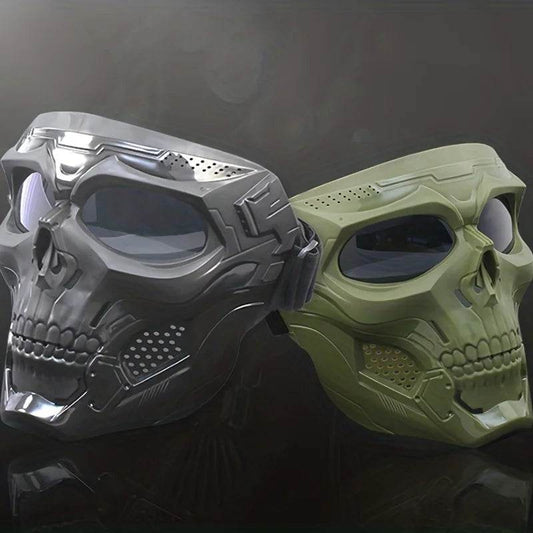 Motorcycle Skull Wind Goggles &amp; Tactical Mask Set – Windproof Outdoor Sports Riding Glasses with Halloween Costume Design for Bikers &amp; Adventure Enthusiasts - One-Sake.com