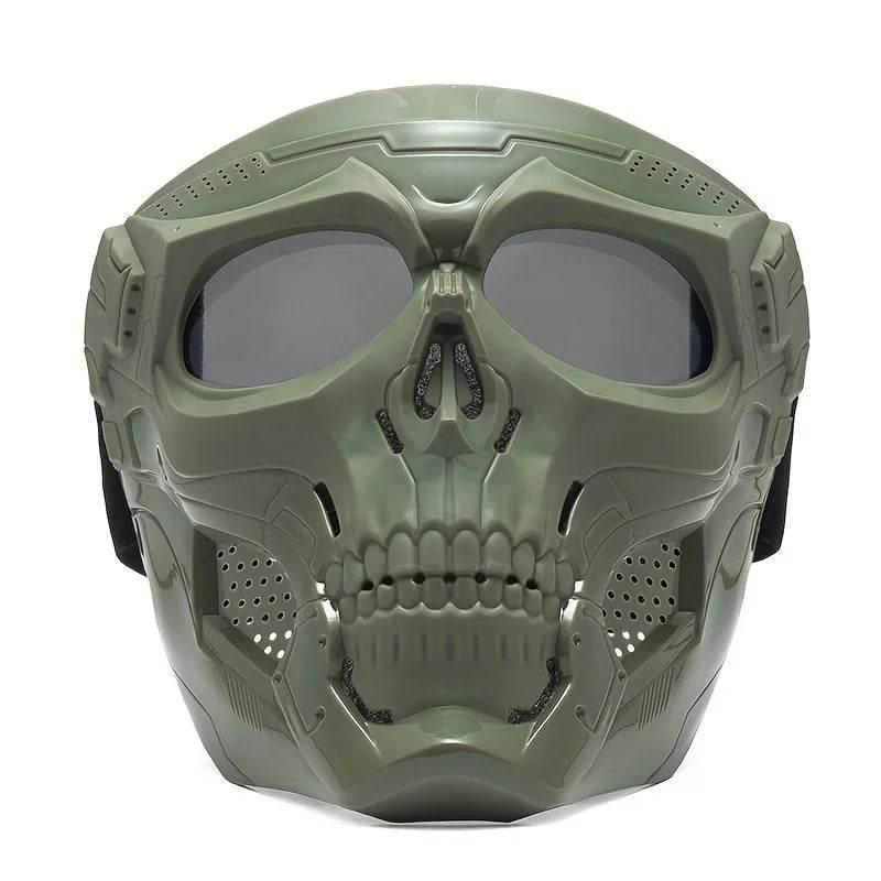 Motorcycle Skull Wind Goggles &amp; Tactical Mask Set – Windproof Outdoor Sports Riding Glasses with Halloween Costume Design for Bikers &amp; Adventure Enthusiasts - One-Sake.com