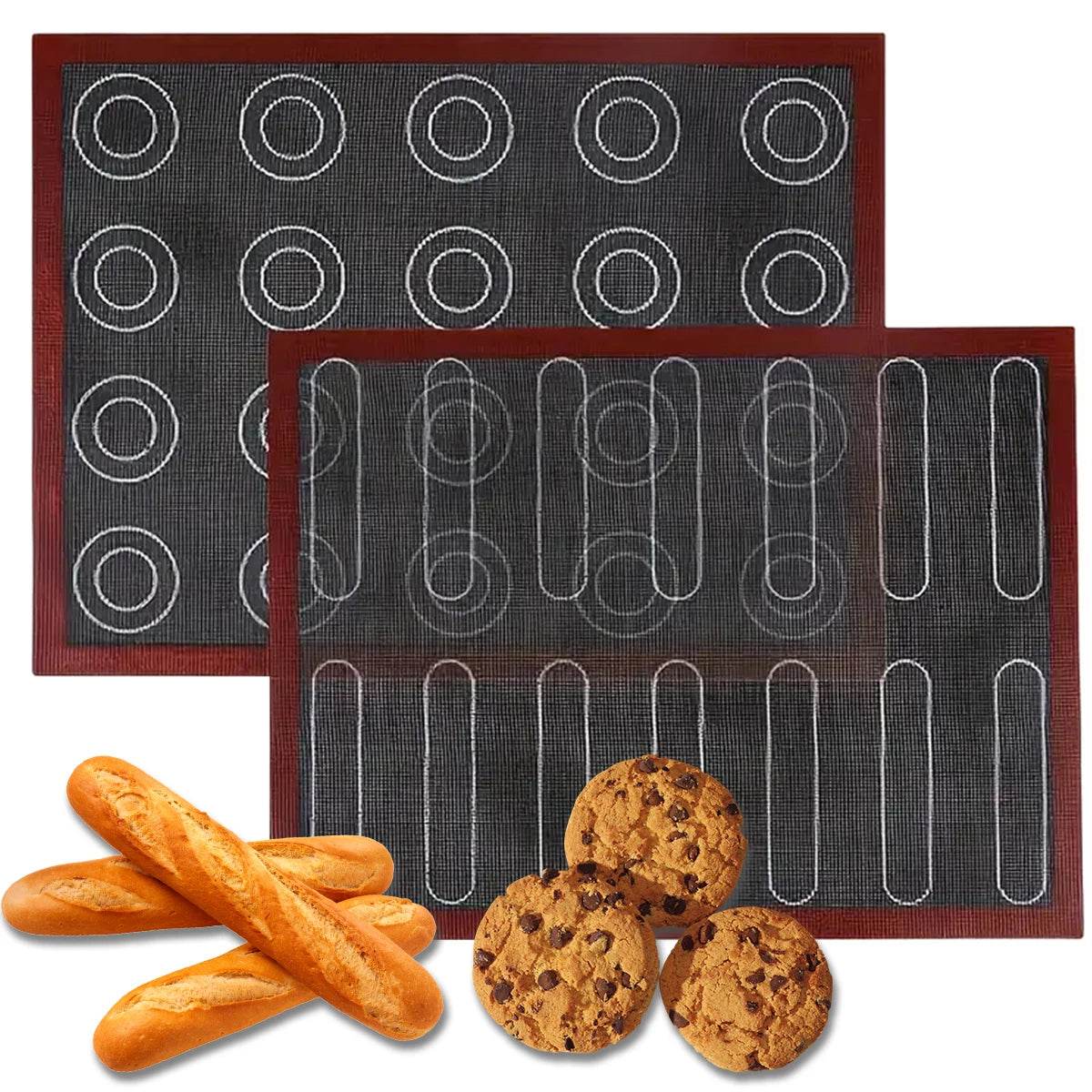 1PC Perforated Silicone Baking Mat – Double-Sided with Puff &amp; Round Patterns | Reusable Non-Stick Oven Liner for Cookies, Macarons &amp; Bread - One-Sake.com