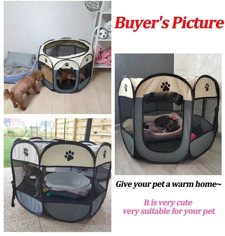 Portable Foldable Pet Tent Kennel Octagonal Fence Puppy Shelter Easy To Use Outdoor Easy Operation Large Dog Cages Cat Fences - One-Sake.com