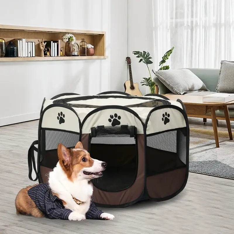 Portable Foldable Pet Tent Kennel Octagonal Fence Puppy Shelter Easy To Use Outdoor Easy Operation Large Dog Cages Cat Fences - One-Sake.com