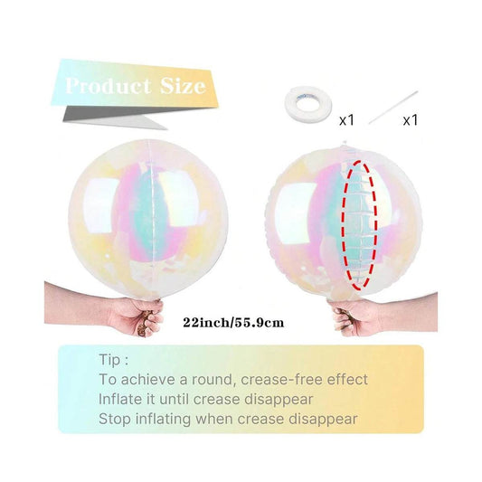 1/3/5pcs 4D Rainbow Holographic Balloons – 22in / 32in / 50in Sphere Foil Balloons for Birthday, Music Festival, Wedding & Party Decor | Free Shipping - One-Sake.com
