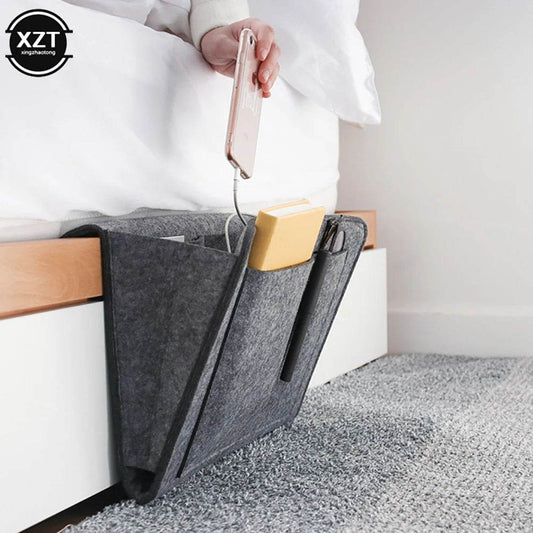 1pc Felt Bedside Storage Organizer – Hanging Pocket Pouch for Bed, Sofa, or Desk | Magazine, Phone, Remote, Tissue Box Holder | Free Shipping - One-Sake.com